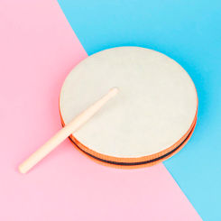 Orff 8 Inch Hand Drum Double-sided Sheepskin Tambourine Percussion Instrument Portable Kids Musical Gift Child Educational Toy