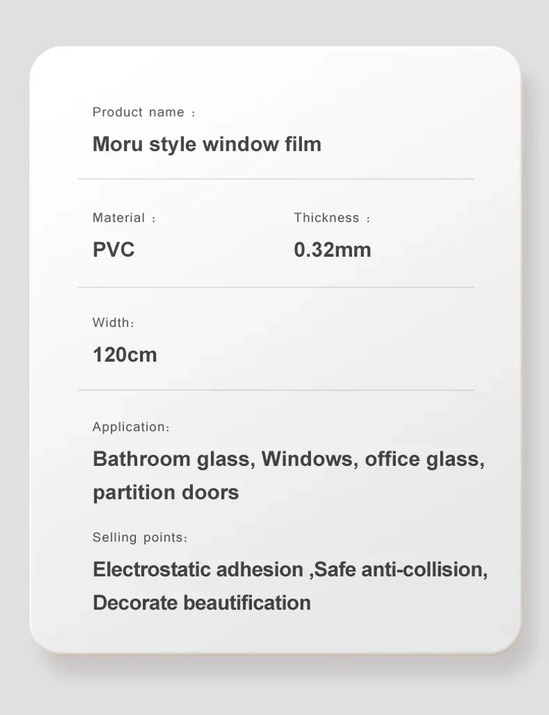 Description Picture 3 of itemMul-size Simple Style Moru Static Pvc Glass Decorative Window Film for House Stained Glass Vinyl Translucent Window Stickers