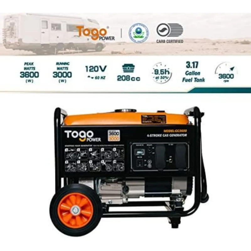 Description Picture 3 of itemPortable Generator, 3600 Peak Watts 120 Volts Industrial Inverter Gasoline Powered-Power Station