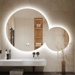 Round Makeup Led Mirror Shower Body Light Nordic Dressing Table Wall Mirror Decor Backlight Shaving Espelhos Com Luzes Miroir