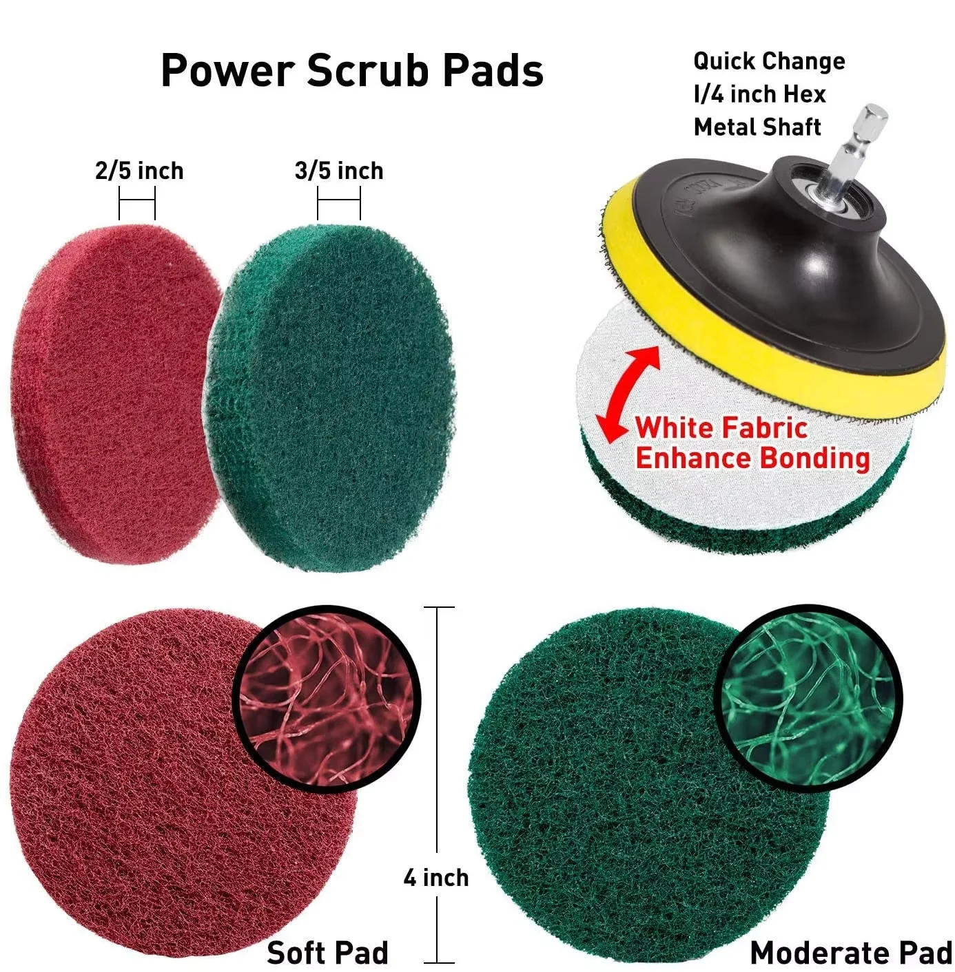 Description Picture 3 of item9PCS Red Electric Cleaning Brushes Set Scouring Pad Abrasive Tools Brush Kit Car Wash Brush for Bathroom Corners Car Clean