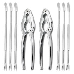 8 Piece Seafood Tool Kit, Stainless Steel Crab Leg Cracker and Forks Nut Cracker Set Shellfish Sheller
