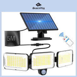 Solar Powered Led Lights For Outdoor Garden Waterproof Wall Lamp Fixture With Motion Sensor Remote Control Street Light Sunlight