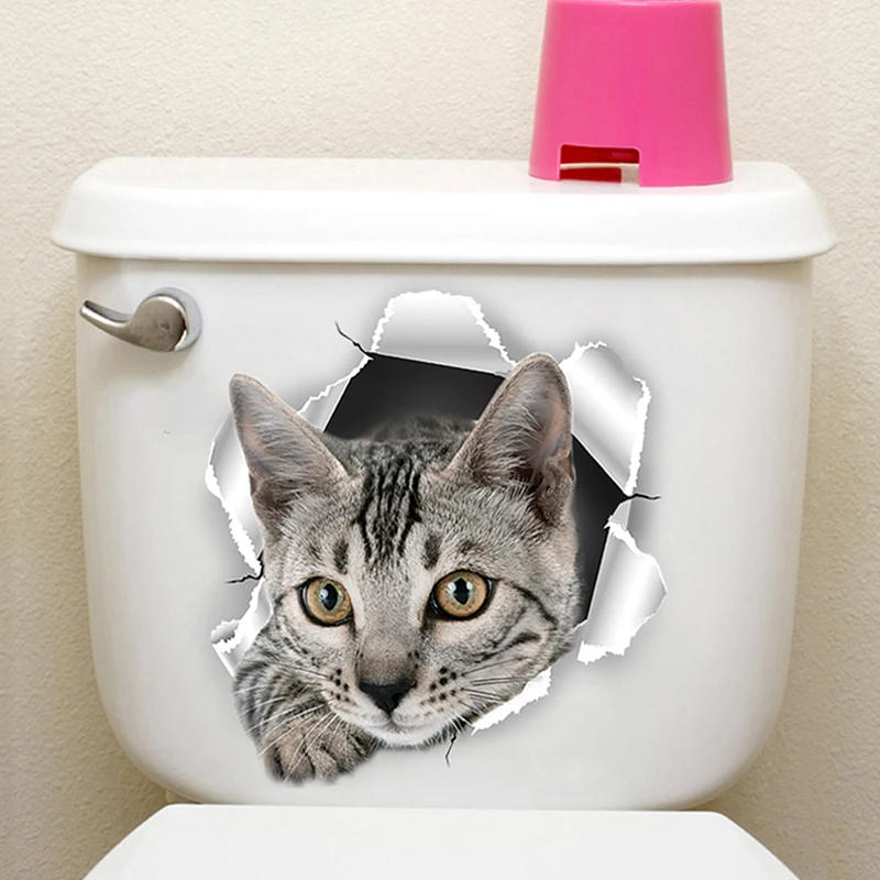 Description Picture 3 of itemFunny 3D Kitten Toilet Seat Stickers Decals Waterproof Peel & Stick Restroom Animal Decals Decor For Bathroom Washroom