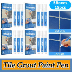 15pcs Grout Filler Pen Safety Wall Grout Restorer Pen Grout Pen White Tile Paint Marker Waterproof for Restoring Tile Wall Floor