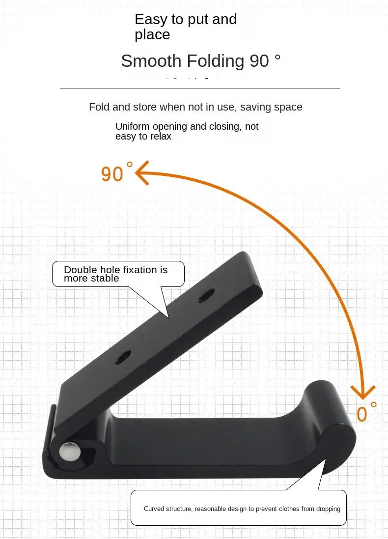 Description Picture 5 of itemAluminum Alloy Folding Solid Multifunctional Clothes Hook Door Wardrobe Coat Robe Hook Single