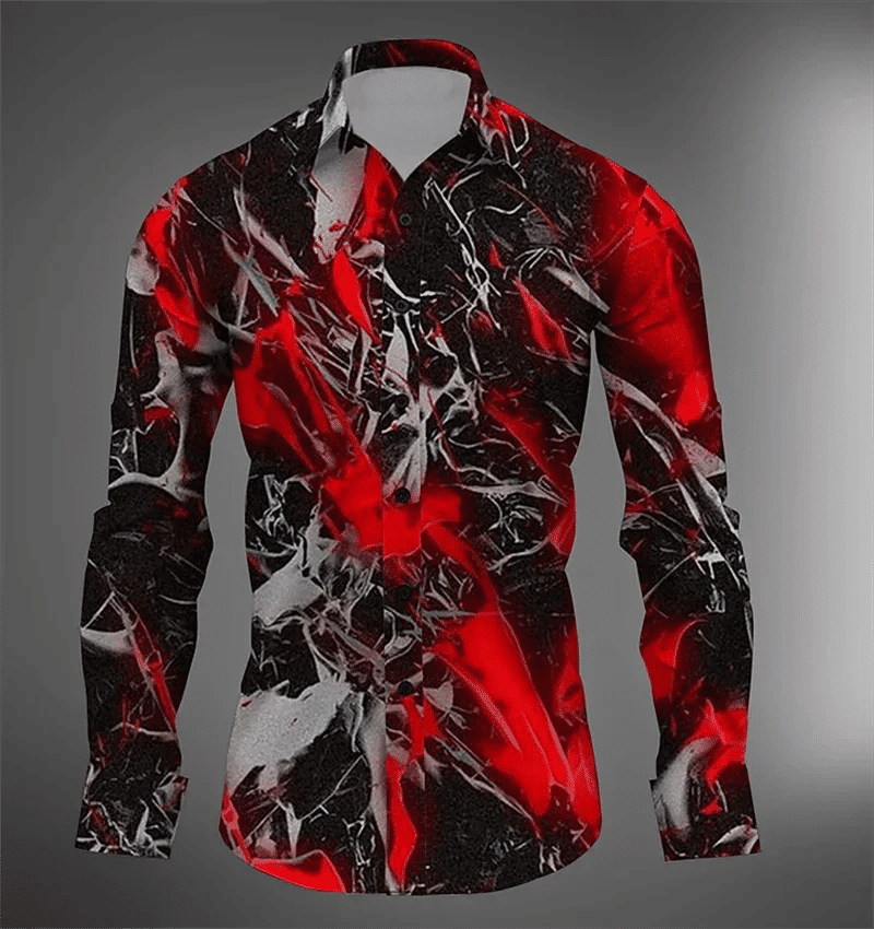 Description Picture 3 of item2024 Fashion New T-shirt Shirt Lapel Button Suit Long Sleeve Top Popular Outdoor Retro Soft Comfortable Men's Plus Size