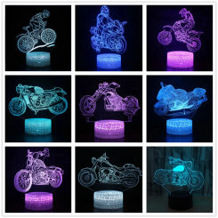 Motorcycle Anime 3D LED Nightlight Lamp Colorful Changing Transportation Night Lights Table Lamp Home Decoration Birthday Gifts