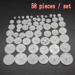 58PCS/set Plastic Gear Rack Pulley Belt Worm Gear Single Double-Gear Teeth For Toy Car DIY Kit
