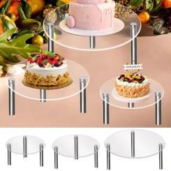 Cake Stand Transparent Round Shape Acrylic Birthday Cupcake Dessert Stand Holder Cake Makaron Display Rack Party Supplies