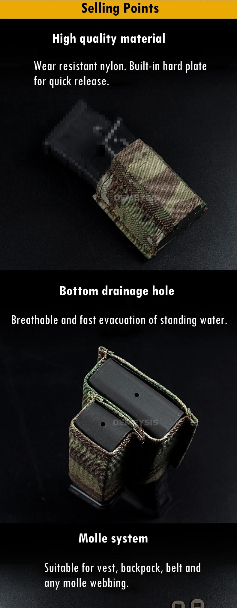 Description Picture 5 of itemTactical Molle Magazine Pouches 2 Layer 9mm 5.56  Airsoft Paintball Ammo Pouches Shooting Hunting Mag Carrier Holder