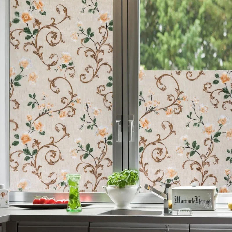 Description Picture 4 of item2/4m Flower Window Film Vinyl Opaque Glass Film Privacy Protection Glass 3D Stickers Stained Window Glass Films Home Decoration