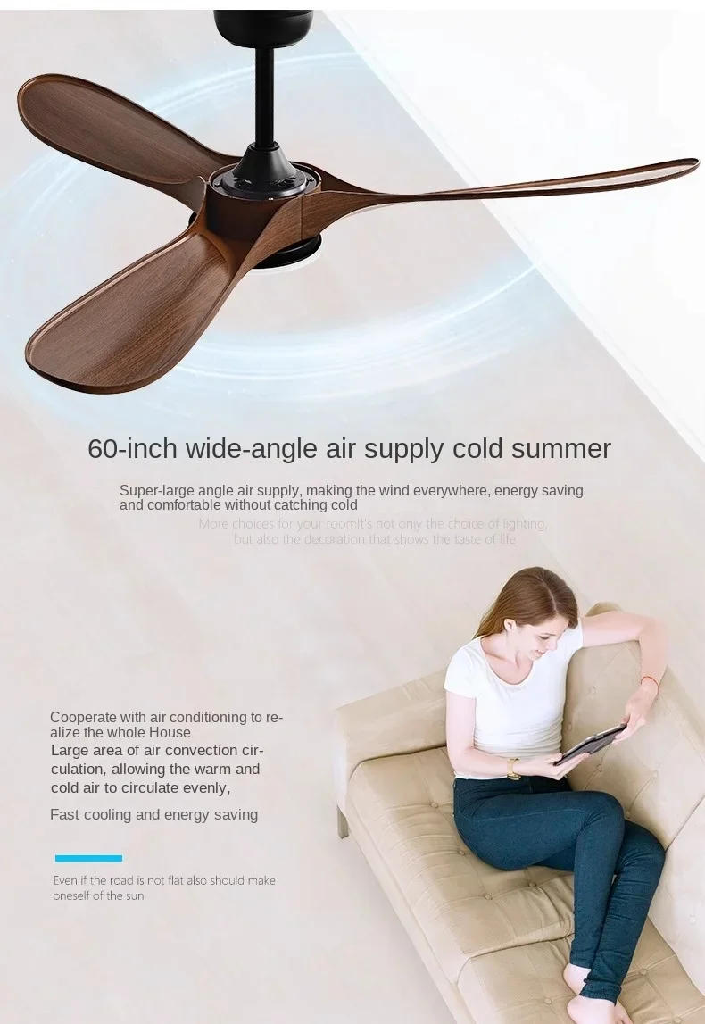 Description Picture 4 of item2in1 Modern LED Lights Ceiling Fan 52 inch Large Air Volume Remote Control for Kitchen Bedroom Dining Room Patio Ceiling Fan Wit