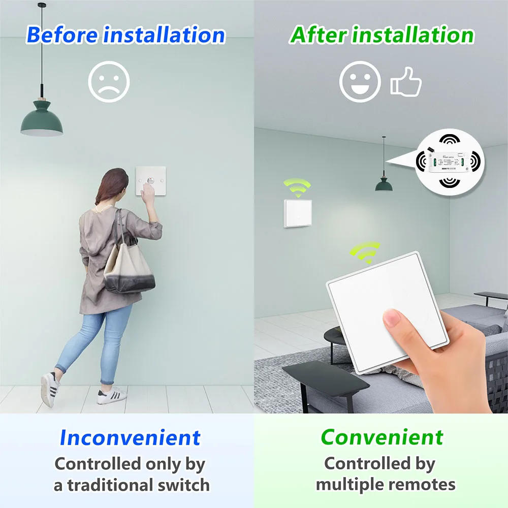Description Picture 4 of itemWireless Light Switch Rf Push Button Wall Panels 433mhz 220V 230V Relay Receiver Home Appliance Controller for Light Led Diy