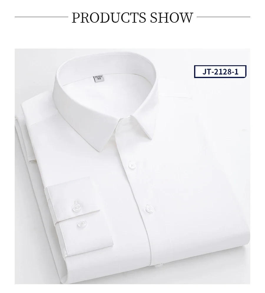 Description Picture 5 of itemNew in shirt plus size elastic long-sleeve shirts for men slim fit formal plain shirt soft wrikle free office tops green clothes