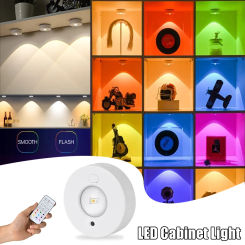 1-9 PCS LED Night Light Wireless Cabinet Lamp RGB 12 Color Remote Control Type-C Rechargeable For Room Pathway Cabinet Lighting