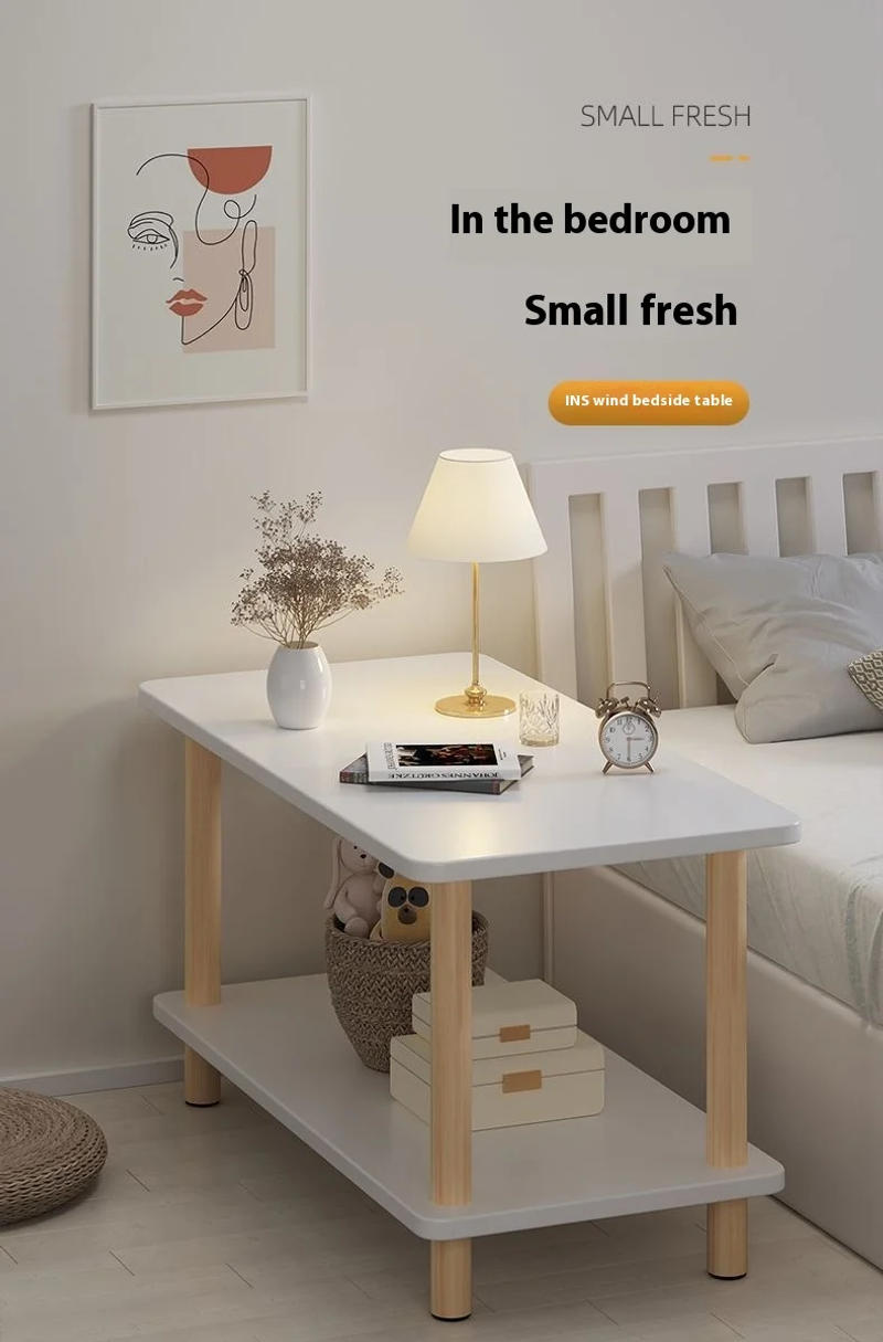 Description Picture 2 of itemjoinery Bedside table all solid wood simple modern bedroom Nordic log storage storage small household economic bedside cabinet