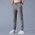 Pants men's spring and autumn drawstring straight leg workwear pants with ankle straps, 2024 new summer casual loose sports pant