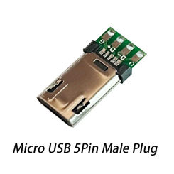5/10pcs Micro USB 5Pin Male Plug With PCB Solder Plate Double-sided Micro 5P Connector Jack Port 4Pin Welding Wire Board Plug