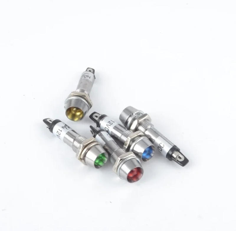 Description Picture 3 of item5pcs XD8-1 Metal Indicator lights 8mm Panel Power Signal lamp LED light Signal Convex lamp 12V 24V 220V 5 colours