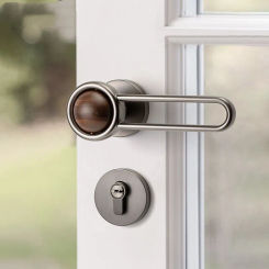 Chinese Walnut Door Handle Lock Body Set with Key Home Zinc Alloy Bedroom Door Locks High Quality Silent Security Door Lock
