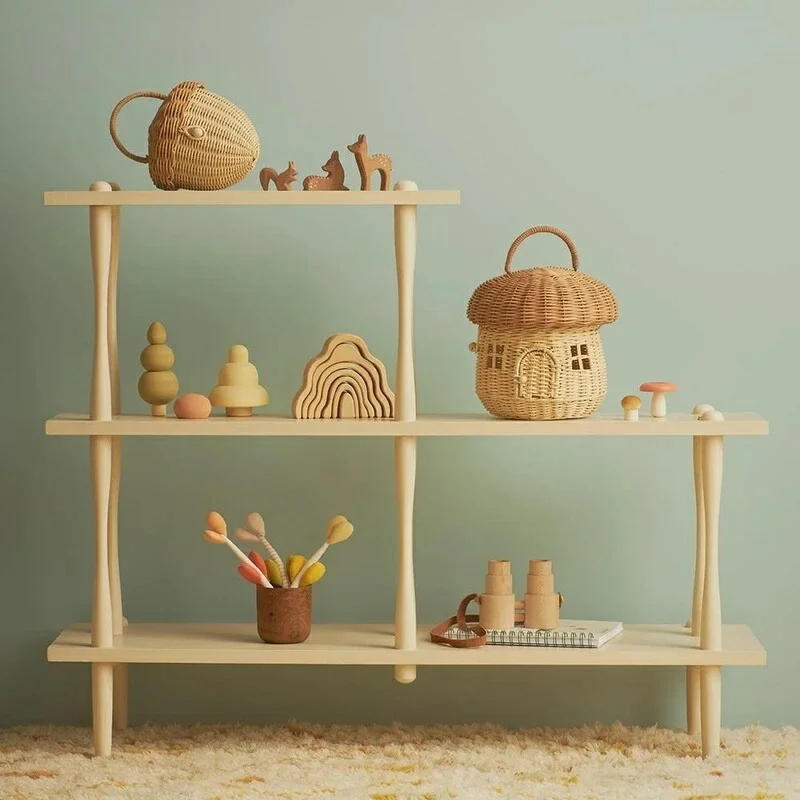 Description Picture 4 of itemCute Rattan Mushroom Basket Hand Woven Wicker Storage Baskets Beach Straw Organizer Box for Kids Summer Vacation Picnic Basket