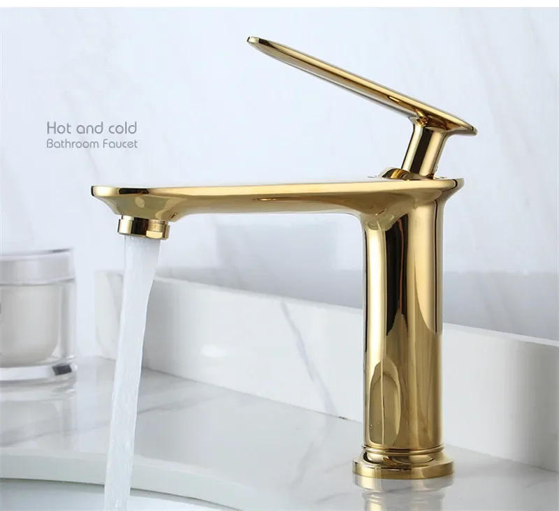 Description Picture 5 of itemBasin Faucet Brass Bathroom Mixer Tap Brushed Gold Wash  Single Handle Hot and Cold Lavotory