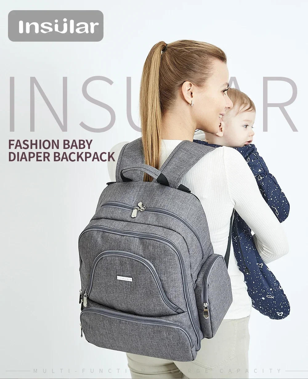 Description Picture 2 of itemInsular Baby Diaper Bag Multifuntion Nappy Stroller Backpack Maternity Mummy Bag Baby Waterproof Diaper Changing Bag Backpacks