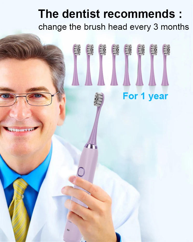 Description Picture 5 of itemSonic Electric Toothbrush USB Rechargeable IPX7 Waterproof Ultrasonic Teeth Whitening Brushes 8 Replacement Heads Sarmocare S100