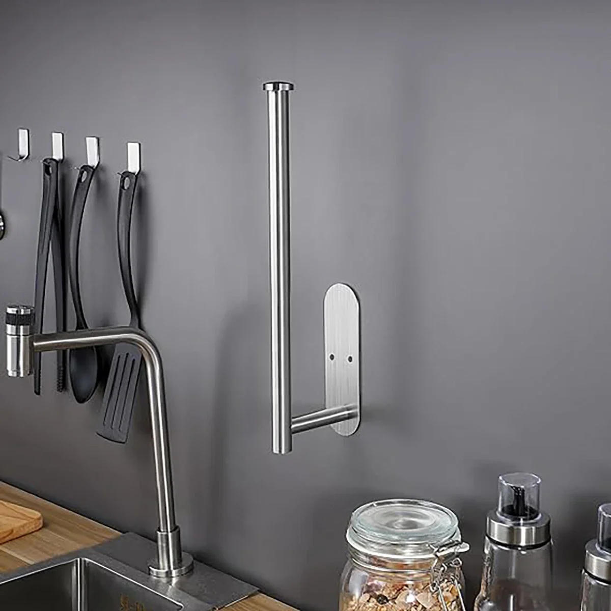 Description Picture 5 of itemSelf Adhesive Roll Holder Toilet Paper Holder no Drilling for Bathroom and Washroom SUS304 Stainless Steel Brushed Nickel