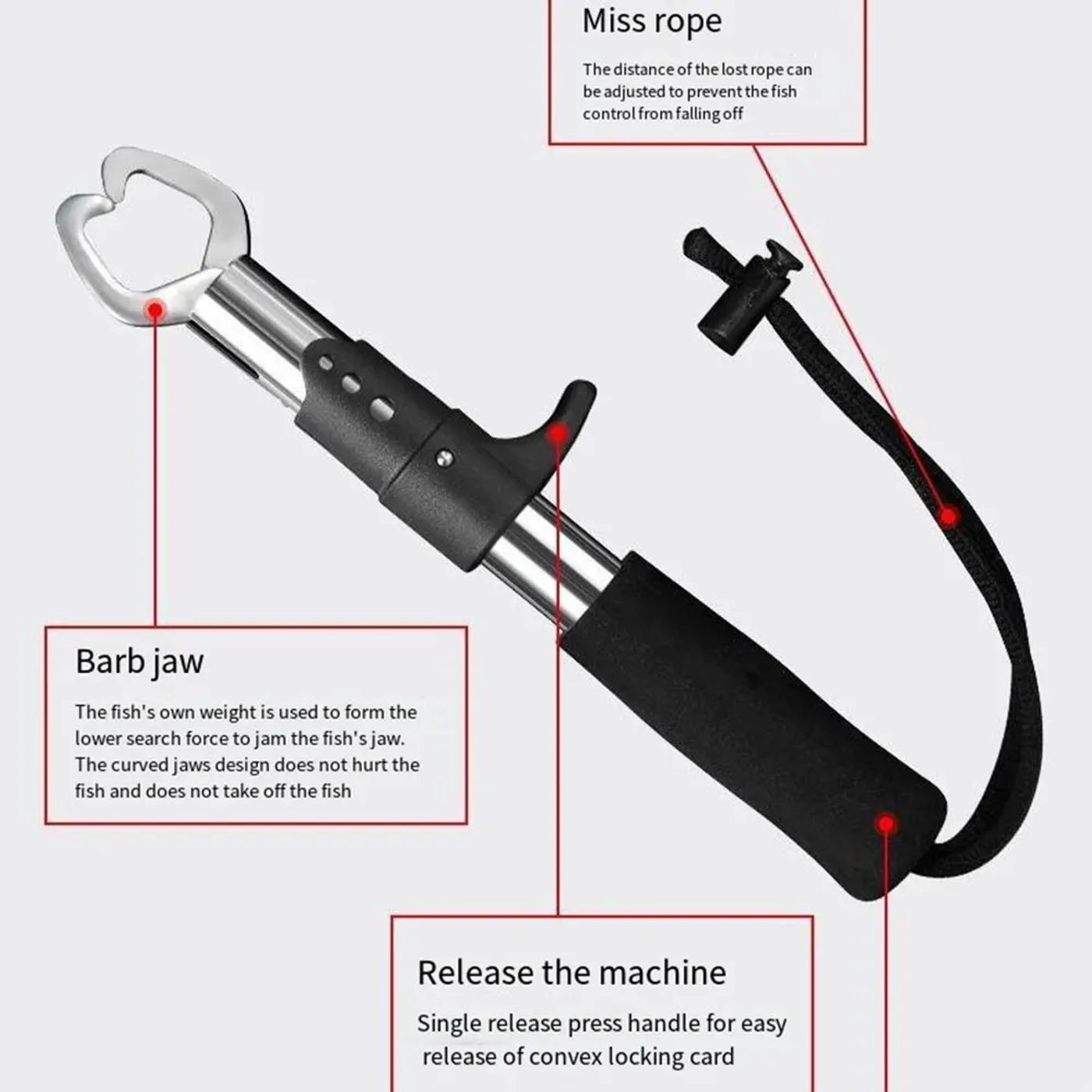 Description Picture 3 of itemStainless Steel Fish Controller Luya Clamp Fish Grabber Fish Controller Clamp With Scale And Ruler Pliers Clamp Fish