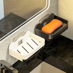Wall-mounted Drain Soap Box Soap Holder Bathroom Wall Hanging Soap Box Perforation-free Bathroom Soap Box Storage Rack