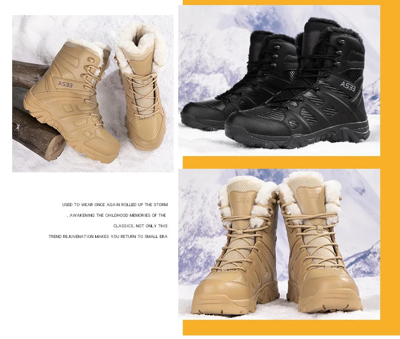 Description Picture 6 of itemNew Winter Casual Boot  Waterproof Warm Plush Snow Boots Men Women Trekking  Non-slip Hiking Shoes Botas Hombre Men Boots