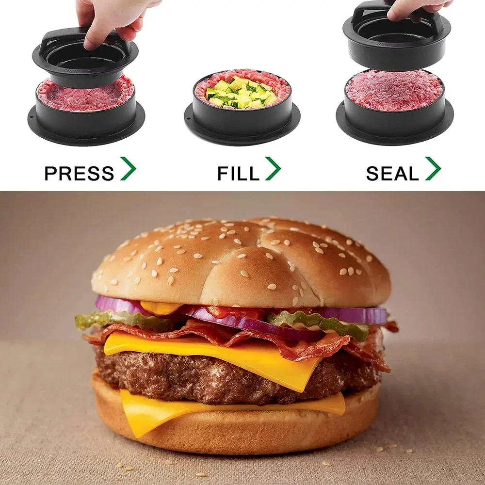 Description Picture 4 of itemABS Hamburger Meat Press Maker Round Shape Non-Stick Stuffed Burger Patties Beef Grill Pie Press Mould Maker Kitchen Accessories