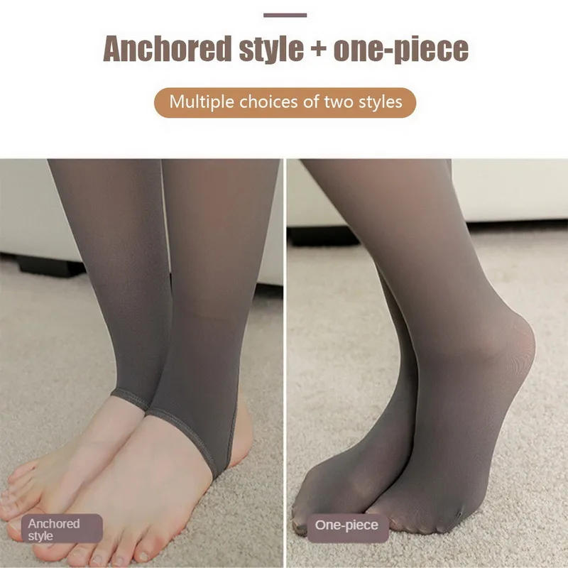 Description Picture 3 of item2022 Winter Woman Pantyhose Translucent Wool Sock Pants Winter Stocking Fleece Lined Tights Thermal Pants Legging Fake Pantyhose
