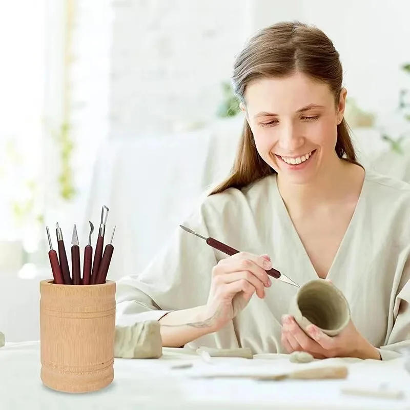 Description Picture 2 of item6PCS Sculpting Tool Pottery Wood Handle Set Wax Carving Sculpt Smoothing Polymer Shapers Pottery Clay Ceramic Tool Accessories