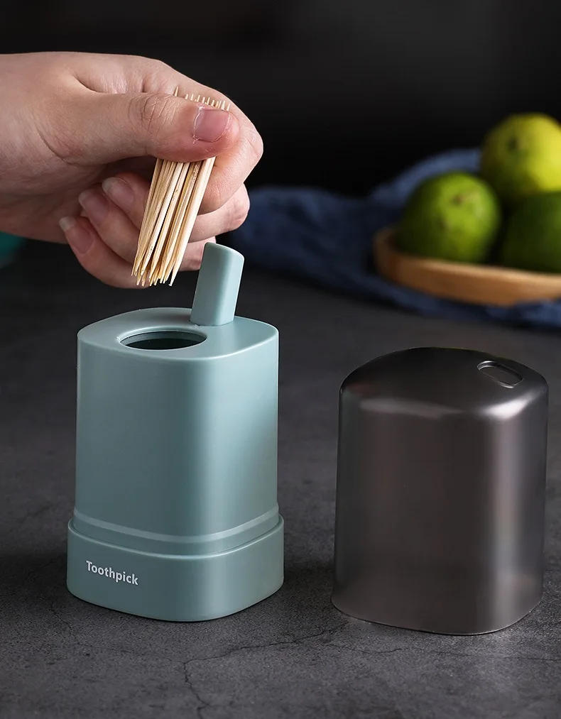 Description Picture 5 of itemPress-type Plastic Toothpick Box Creative Automatic Kitchen Toothpick Container Portable Living Room Dining Room Storage Box