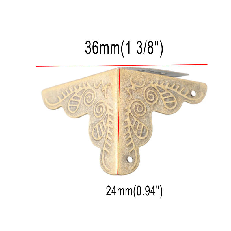 Description Picture 5 of item12Pcs/Set Corners Brackets Antique Wood Box Feet Leg Corner Protector Triangle Rattan Carved Decorative Bracket For Furniture