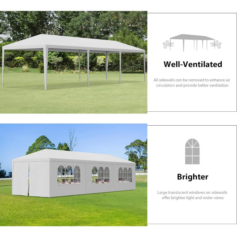 Description Picture 6 of itemOutdoor Canopy Tent Patio Camping Gazebo Shelter Pavilion 10'x30' Cater Party Wedding BBQ Events Tent Removable Sidewalls