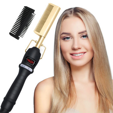 Hair Straightener Hot Comb Curler Fast Heating Women Straightener Corrugation Press Styler Curling Comb Styler Tool Brush