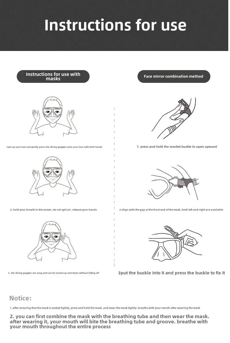 Description Picture 2 of itemDiving Mask with Aluminum Alloy Frame Long-lasting Anti Fog Diving Mask with Myopia Film Nose Protection and Scuba Masks