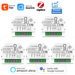 Tuya Zigbee3.0 Smart Switch 1/2 Gang Home Automation Timer Relay with KWh Power Monitor Smart Life APP Voice for Alexa Google