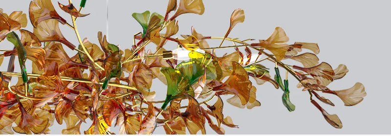 Description Picture 3 of itemMorden Nordic LED G9 Chandelier With Leaves Decorative Pendant Light for Colorful Acrylic Lampshape Home Decor Hanging Lamps