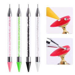 Nails Art Brush For Manicure Double Head Point drill pen Dot Painting Point Pen Rhinestone Picker Wax Pencil Crystal Handle Tool