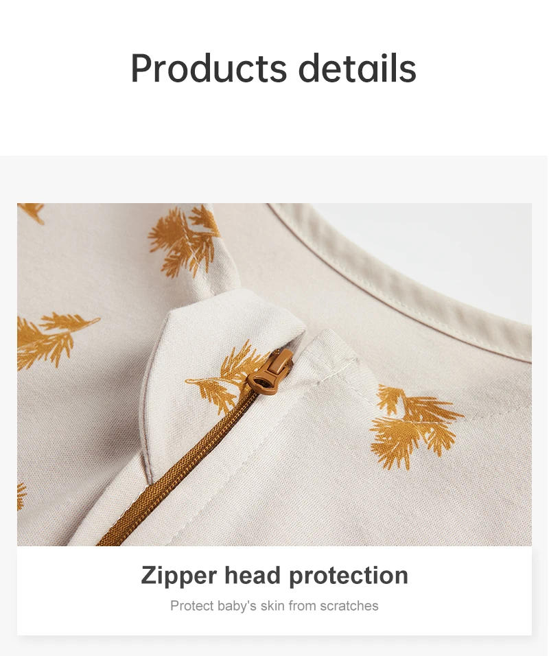 Description Picture 6 of itemSleeping Bag For Children 1-6Years Kids Jumpsuit Summer Thin Vest Baby Sleepsack Breathable 100% Cotton Fresh Grass Print Design