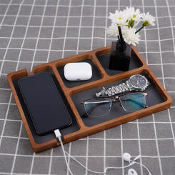 Wooden Desktop Storage Organizer Box With Compartments Home Office Glasses Mobile Phone Earphones Sundries Storage Box