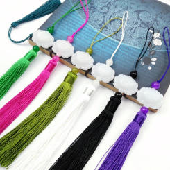 2pcs/Lot White Lotus Pendant Tassel Hanging Tassel Silk Fringe Bangs Flower Tassel Trim Key For Curtains Home Decor Accessories