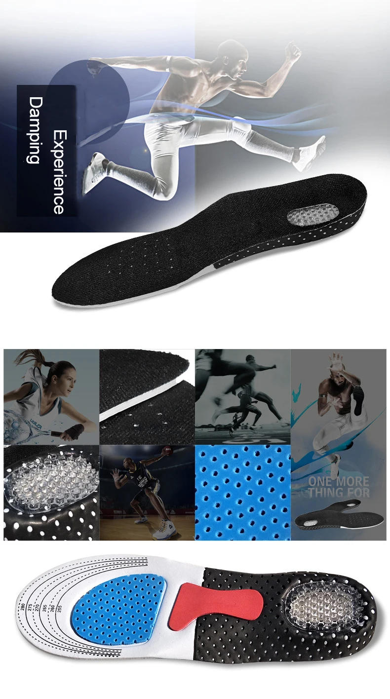 Description Picture 3 of itemSport Running Silicone Gel Insoles for feet Man Women for shoes sole orthopedic pad Massaging Shock Absorption Arch Support