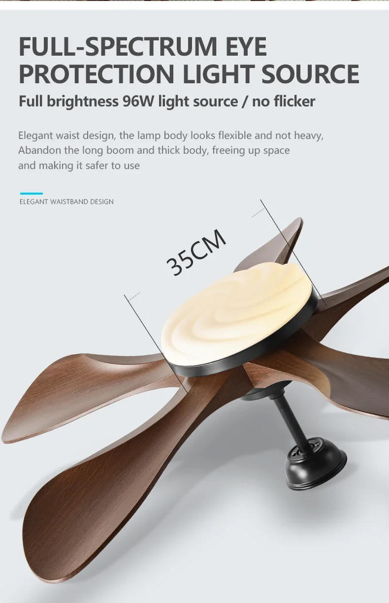 Description Picture 3 of itemLED Ceiling Fan Light 58Inch Modern 96W Strong Winds Restaurant Living Room Household Electric Fan Mute With Lamp Ceiling Fan