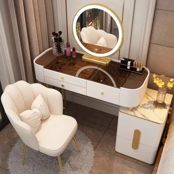 Luxury Nordic Dressing Table Mirror Bedroom Lights Makeup Laden Vanity Dressing Table Nordic Table De Chevet Vanity Accessories